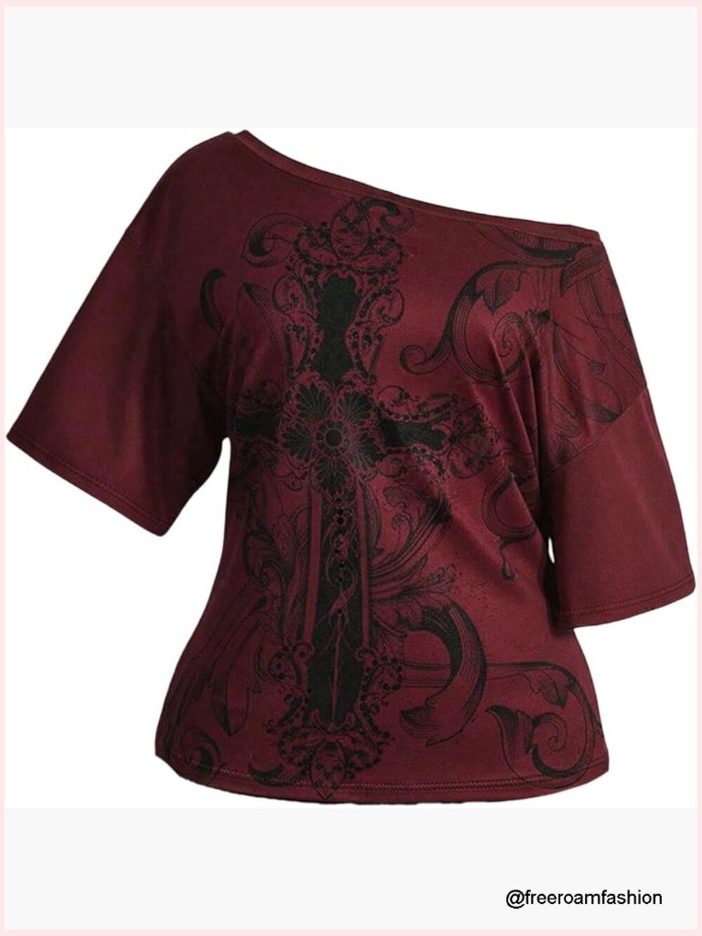 Plus Size Gothic Graphic Tee Y2k Off The Shoulder Short Sleeve Summer Top